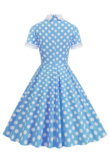 Lunares Vestido Vintage Con Mangas Cortas